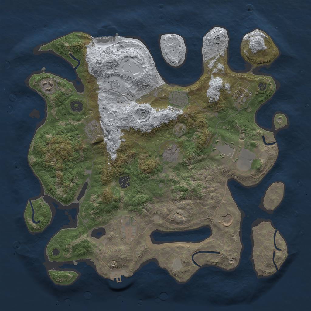 Rust Map: Procedural Map, Size: 3800, Seed: 1228462883, 18 Monuments