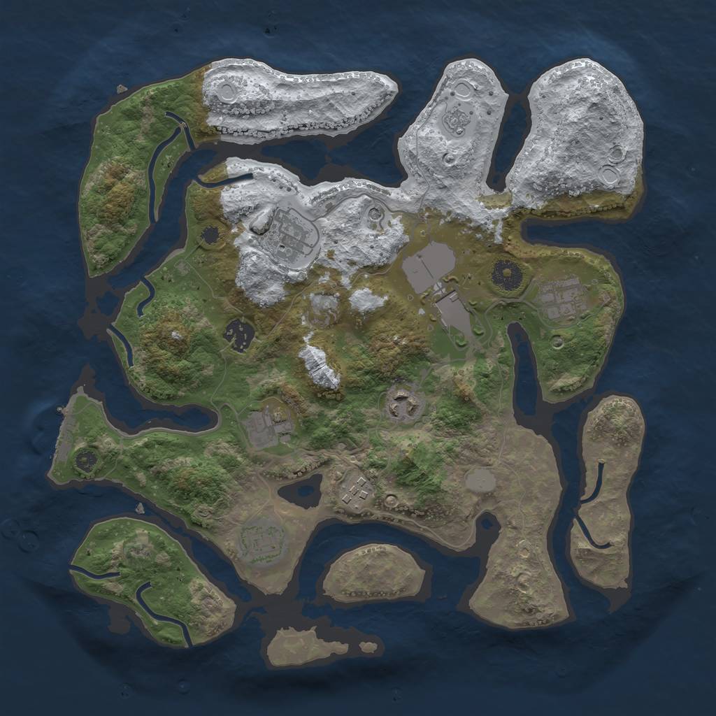 Rust Map: Procedural Map, Size: 3510, Seed: 6051994, 16 Monuments