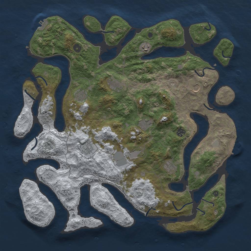 Rust Map: Procedural Map, Size: 4500, Seed: 636072, 19 Monuments