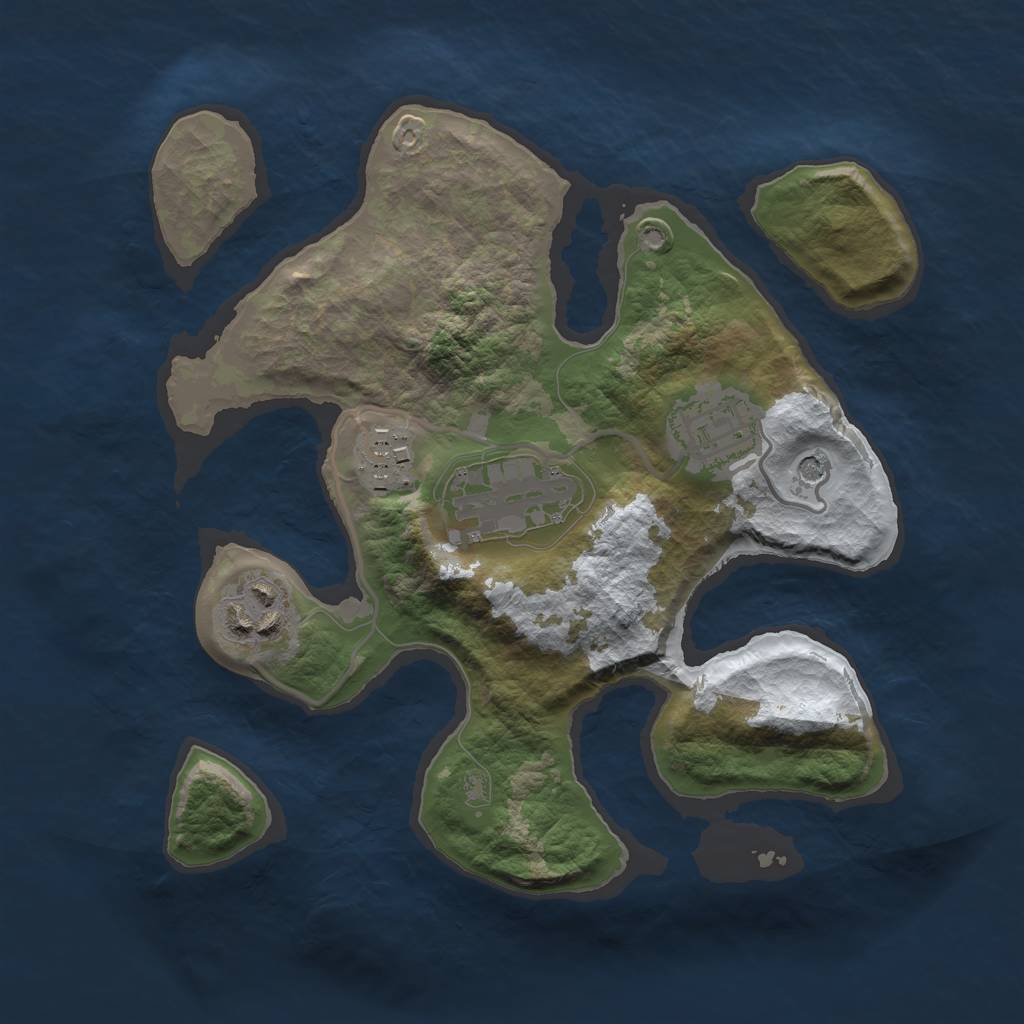 Rust Map: Barren, Size: 2500, Seed: 59, 7 Monuments