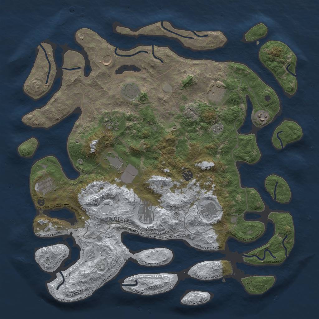 Rust Map: Procedural Map, Size: 4500, Seed: 4019277, 18 Monuments