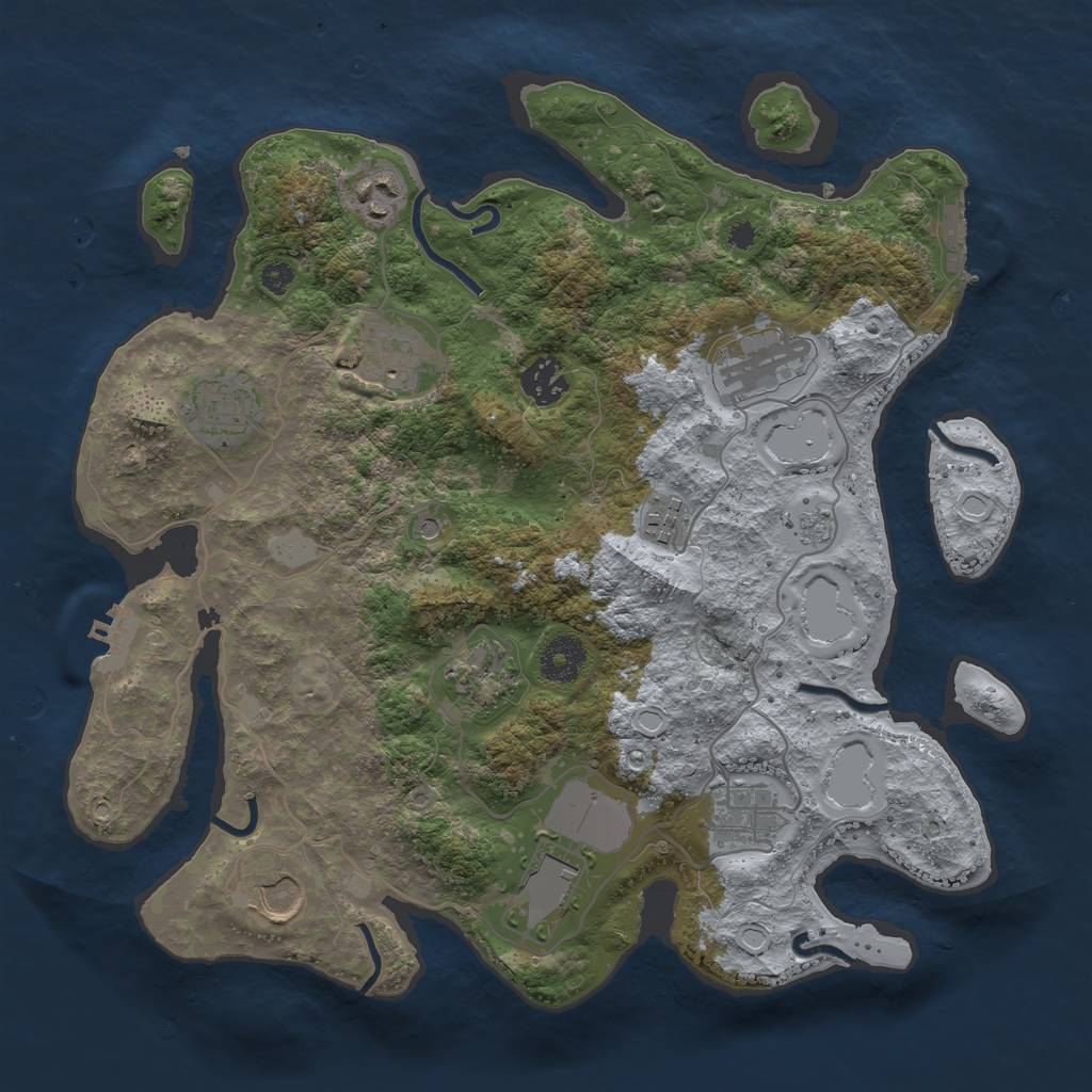 Rust Map: Procedural Map, Size: 3500, Seed: 19172, 19 Monuments