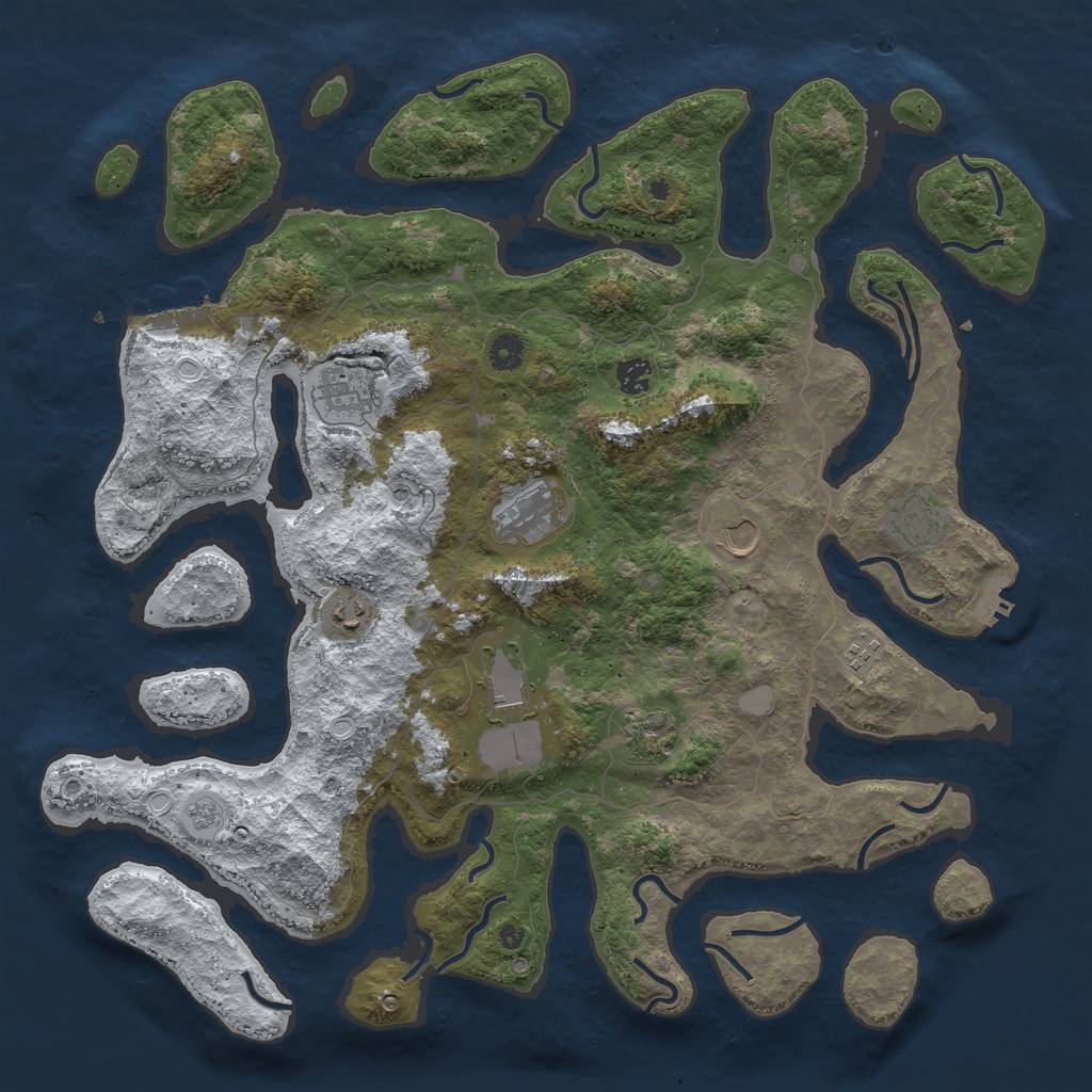 Rust Map: Procedural Map, Size: 4500, Seed: 3669551, 18 Monuments