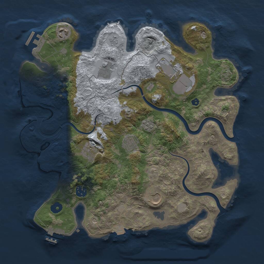 Rust Map: Procedural Map, Size: 3500, Seed: 2093638, 14 Monuments