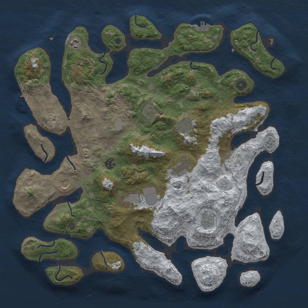 Rust Map: Procedural Map, Size: 4500, Seed: 119728312, 18 Monuments