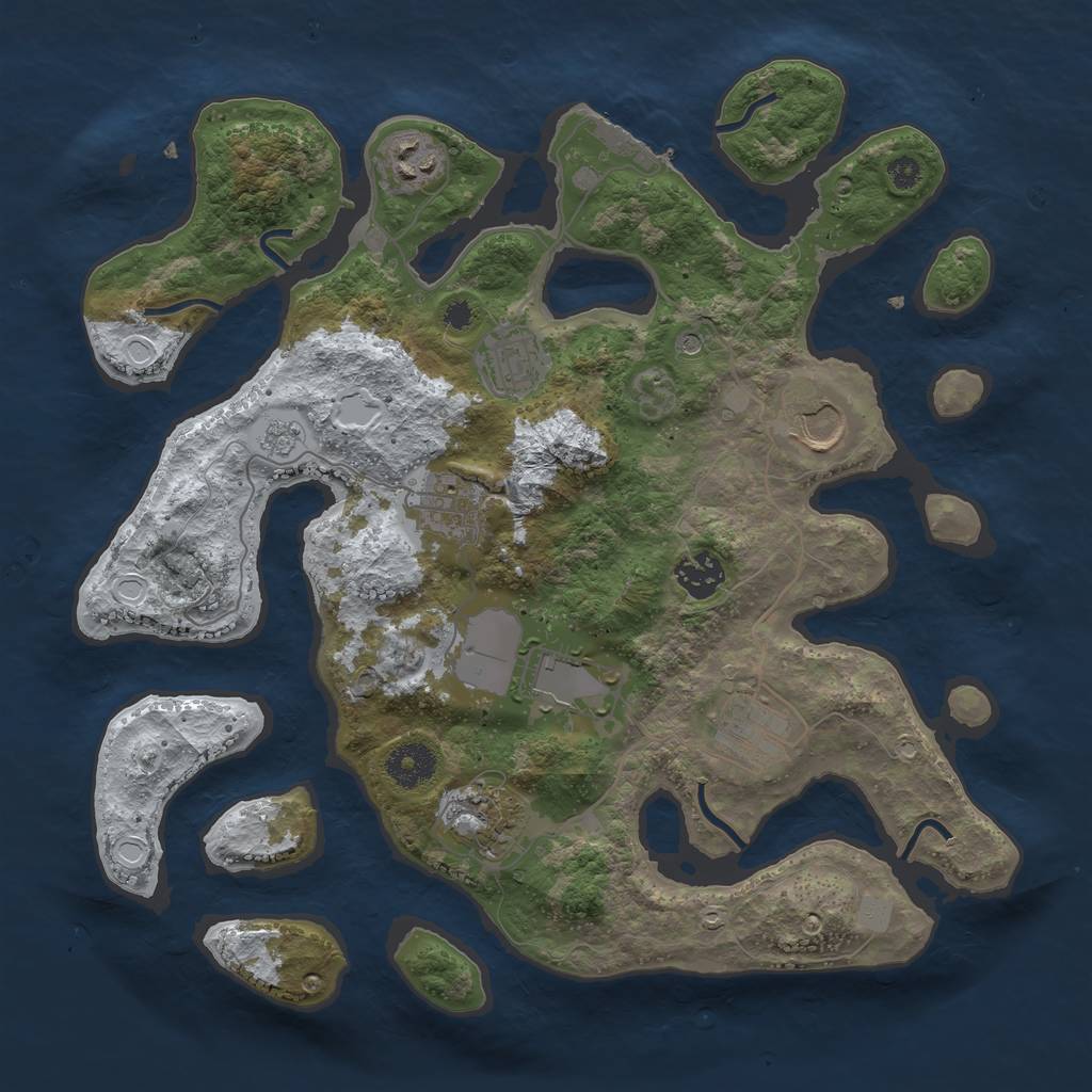 Rust Map: Procedural Map, Size: 3500, Seed: 5708478, 16 Monuments