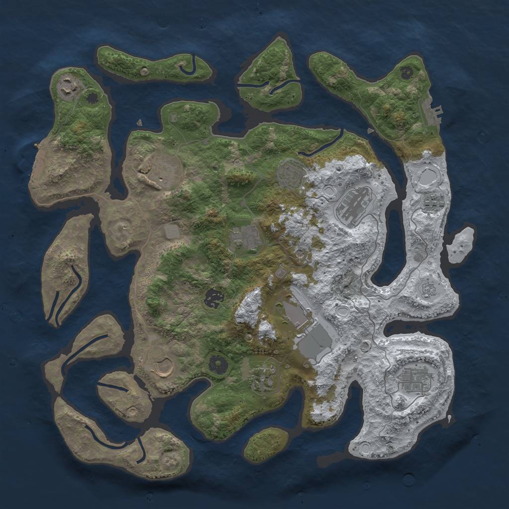 Rust Map: Procedural Map, Size: 3950, Seed: 865882517, 20 Monuments