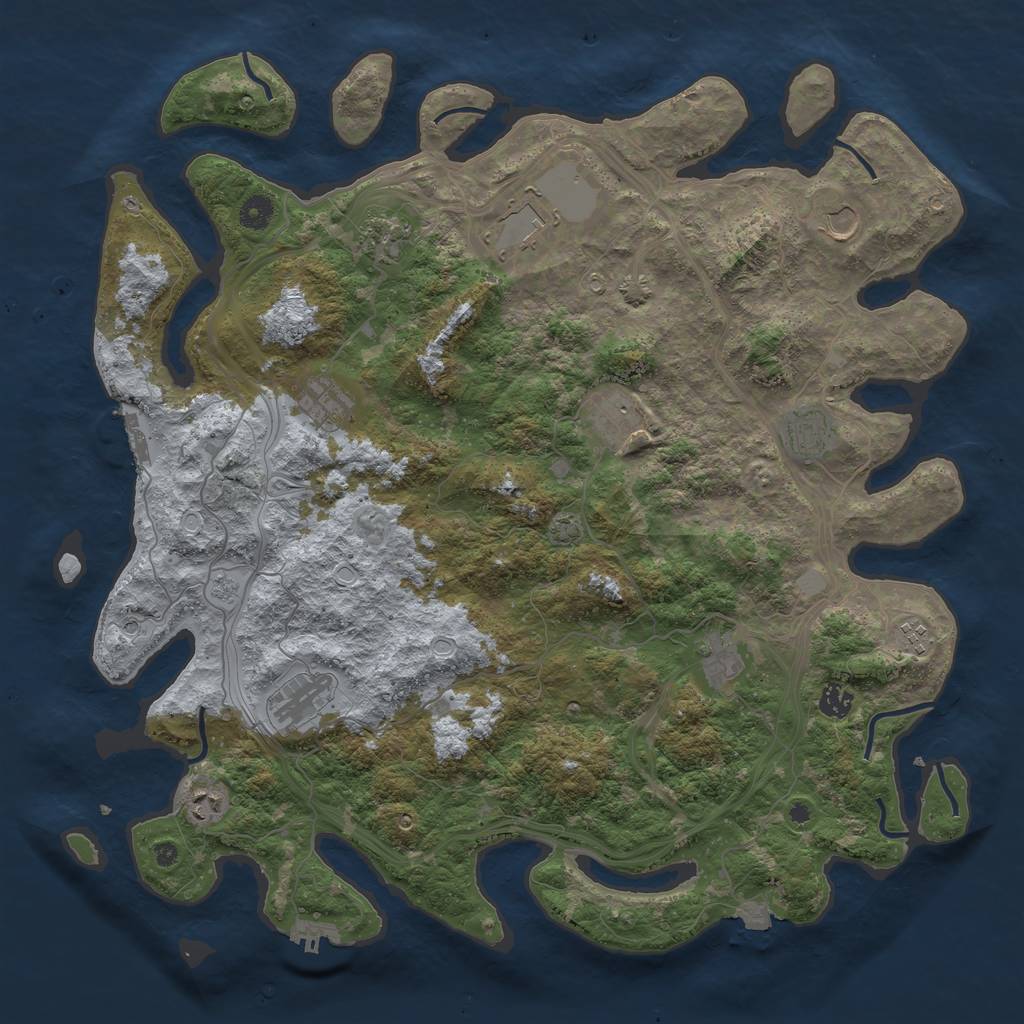 Rust Map: Procedural Map, Size: 4500, Seed: 3800640, 19 Monuments