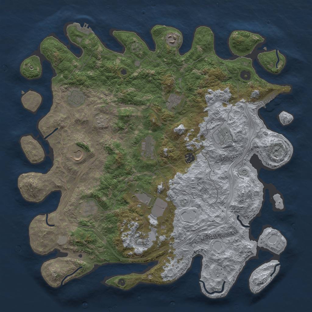Rust Map: Procedural Map, Size: 4500, Seed: 2922346, 20 Monuments