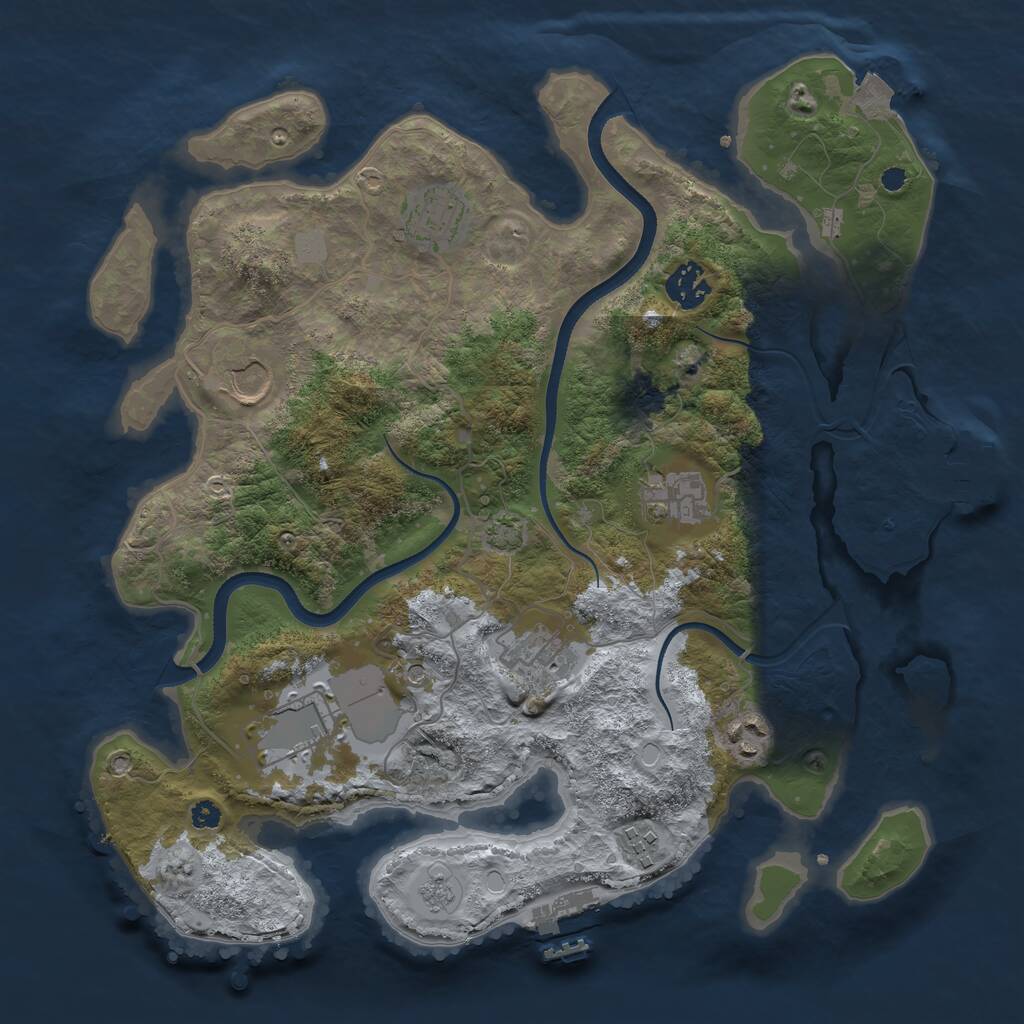 Rust Map: Procedural Map, Size: 3510, Seed: 2652909, 14 Monuments