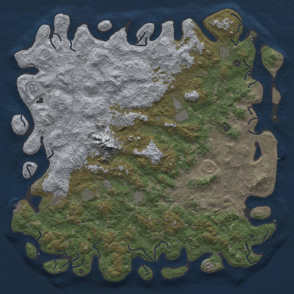 Rust Map: Procedural Map, Size: 6000, Seed: 1357924680, 18 Monuments