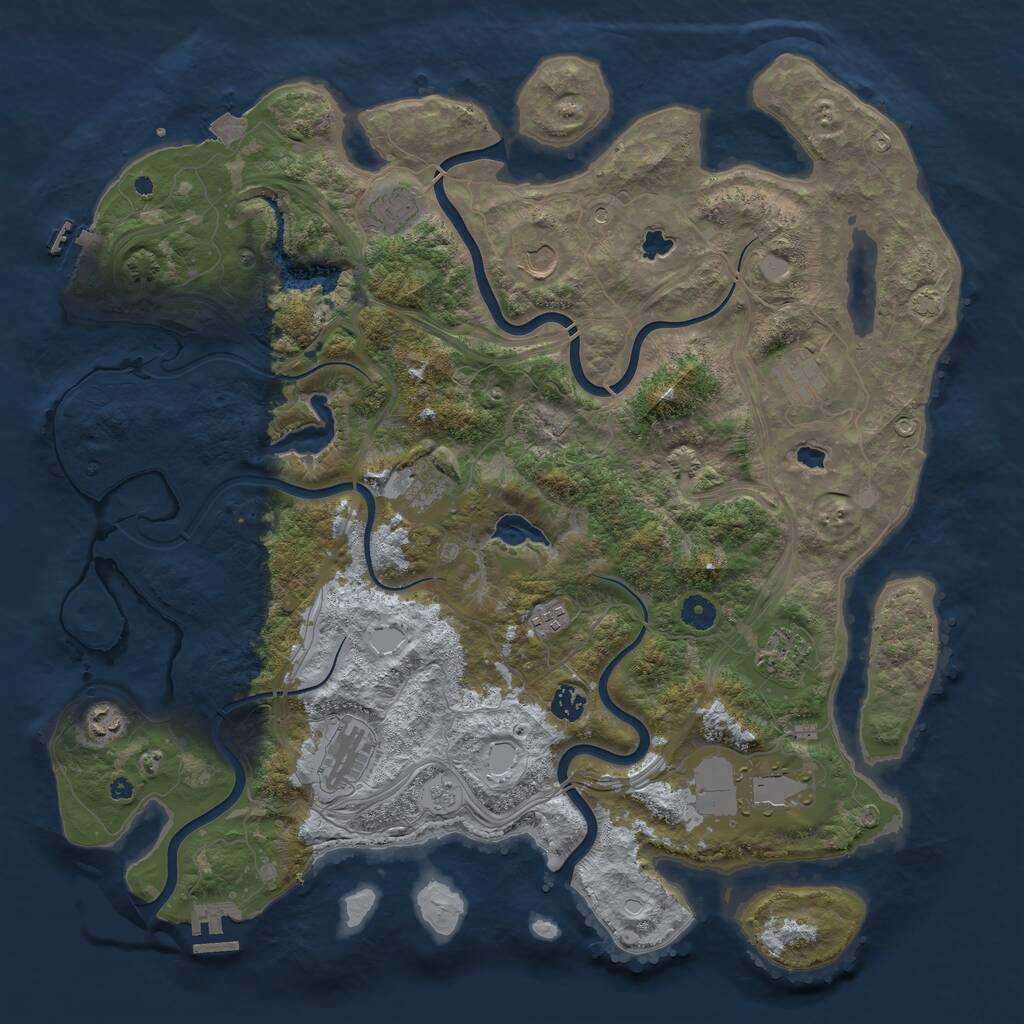 Rust Map: Procedural Map, Size: 4500, Seed: 373372, 16 Monuments