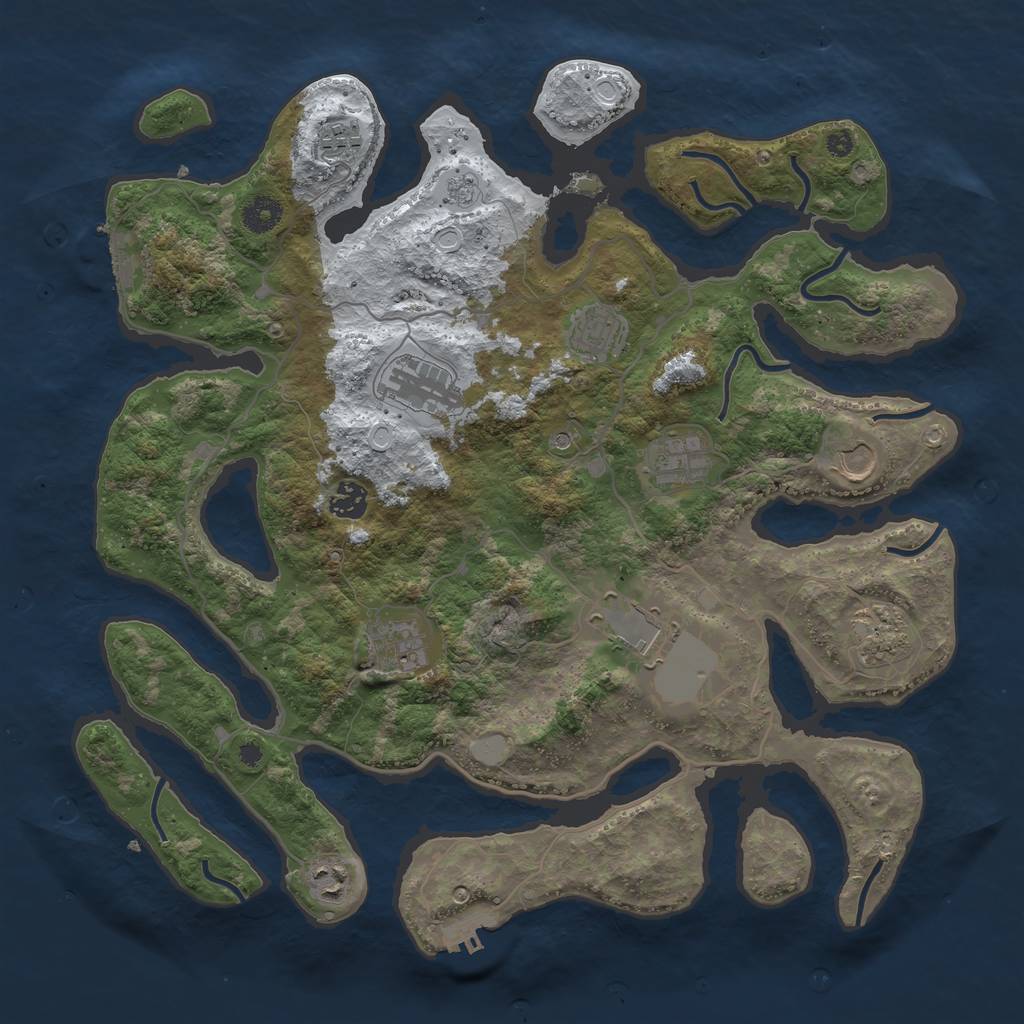 Rust Map: Procedural Map, Size: 4000, Seed: 1341101, 19 Monuments