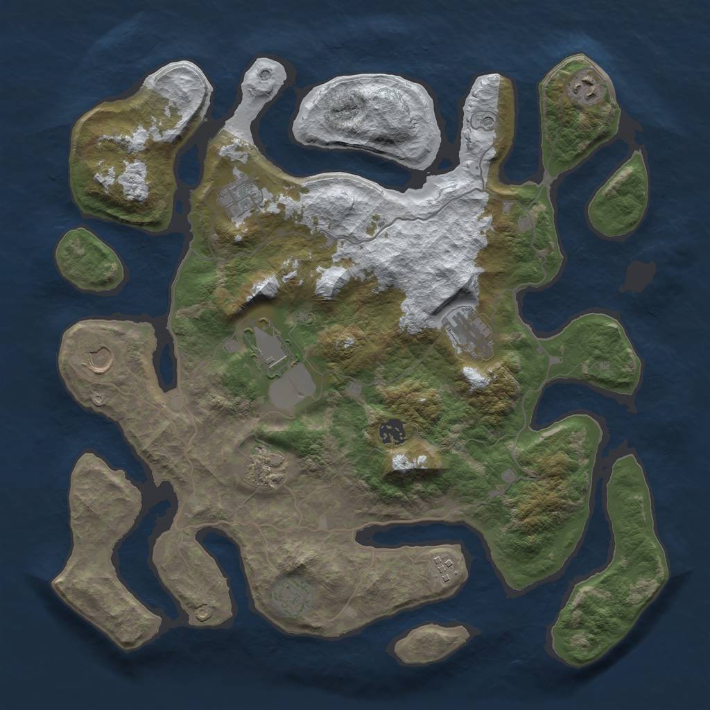 Rust Map: Barren, Size: 4000, Seed: 1719143702, 12 Monuments