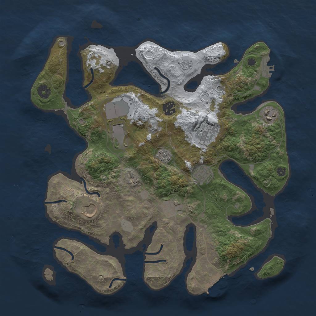 Rust Map: Procedural Map, Size: 3500, Seed: 345567845, 17 Monuments