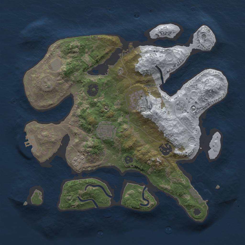 Rust Map: Procedural Map, Size: 3000, Seed: 141790183, 12 Monuments