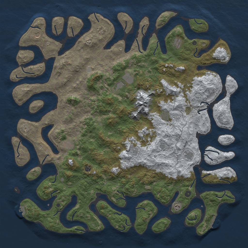 Rust Map: Procedural Map, Size: 6000, Seed: 94677, 20 Monuments