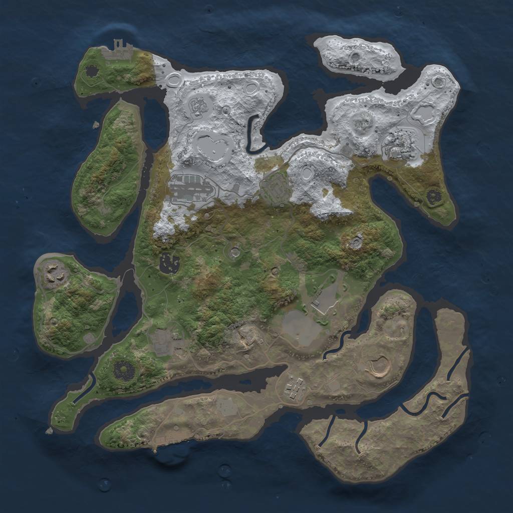 Rust Map: Procedural Map, Size: 3550, Seed: 415656, 18 Monuments