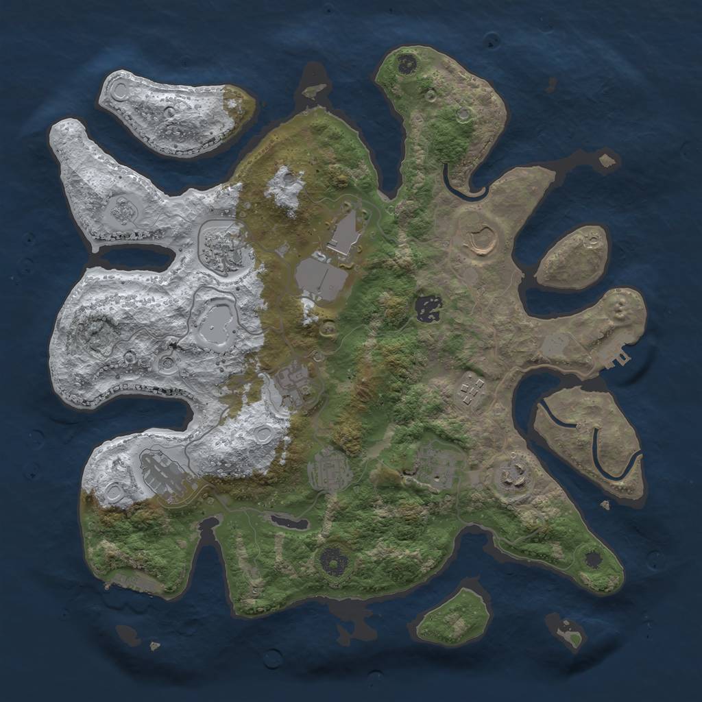Rust Map: Procedural Map, Size: 3700, Seed: 154386614, 19 Monuments