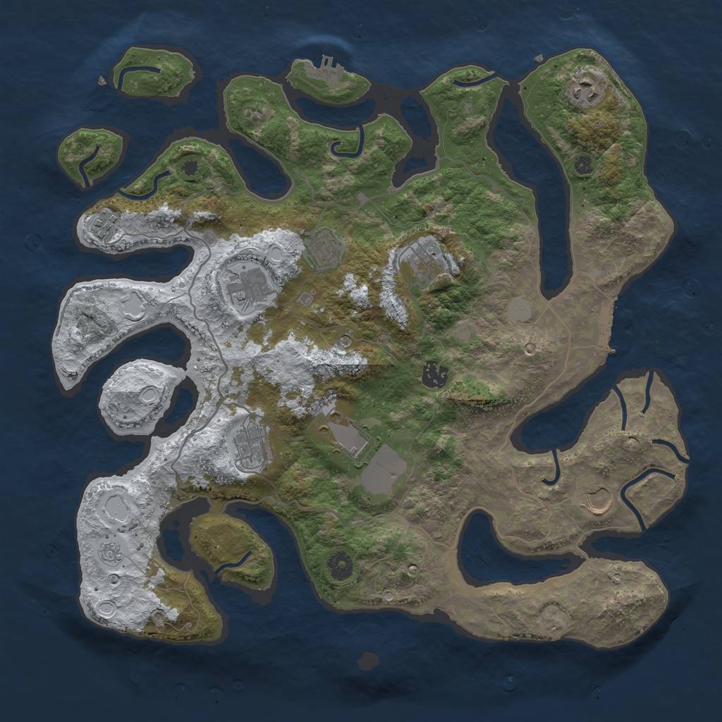 Rust Map: Procedural Map, Size: 4000, Seed: 893998, 18 Monuments