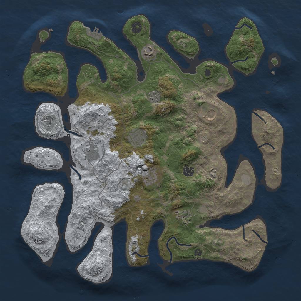 Rust Map: Procedural Map, Size: 4000, Seed: 4201337, 16 Monuments