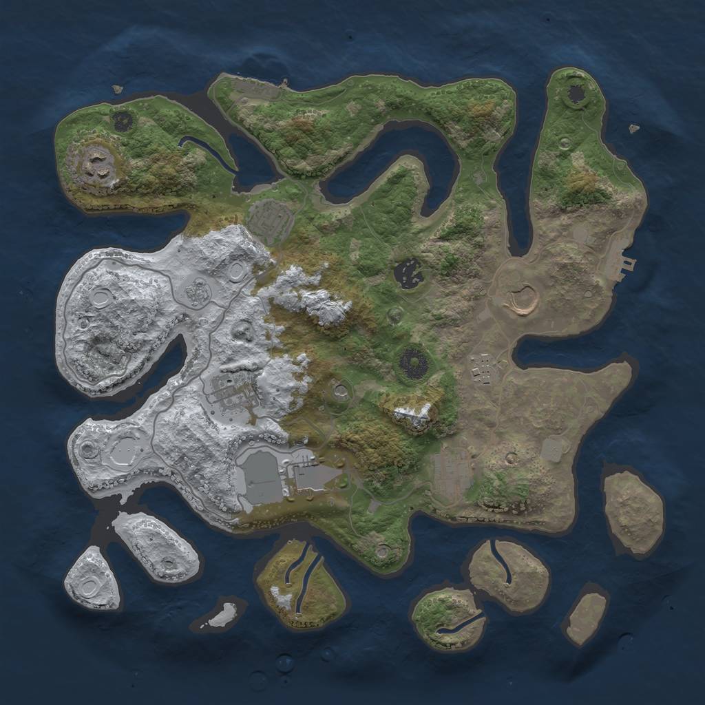Rust Map: Procedural Map, Size: 3550, Seed: 970991, 17 Monuments