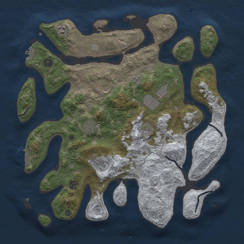 Rust Map: Procedural Map, Size: 4000, Seed: 25263, 17 Monuments