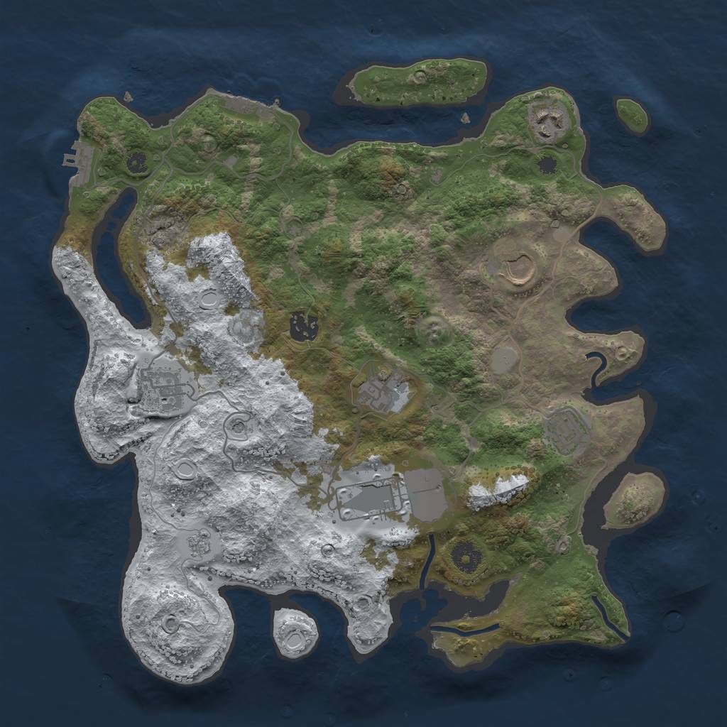 Rust Map: Procedural Map, Size: 3550, Seed: 392593, 16 Monuments
