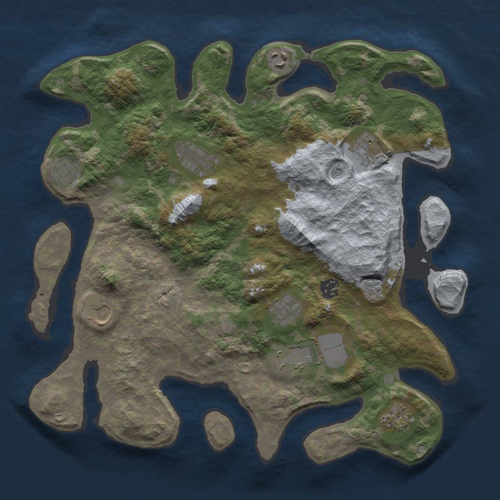 Rust Map: Barren, Size: 3800, Seed: 1548362706, 13 Monuments