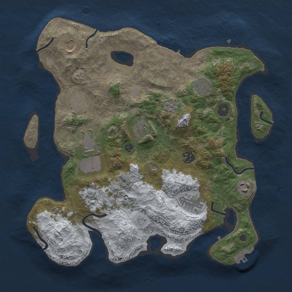 Rust Map: Procedural Map, Size: 3550, Seed: 985267, 19 Monuments