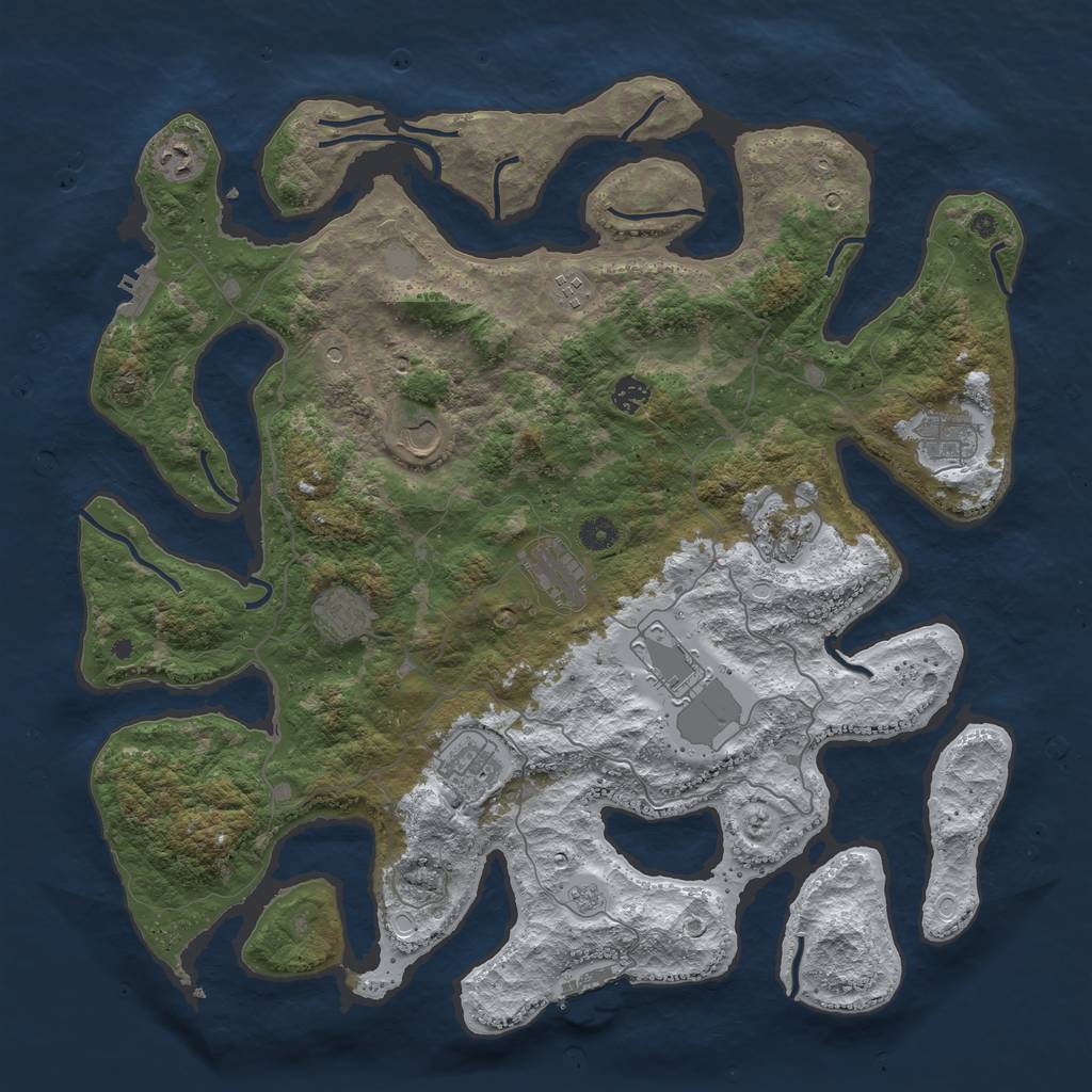 Rust Map: Procedural Map, Size: 4500, Seed: 7496281, 19 Monuments