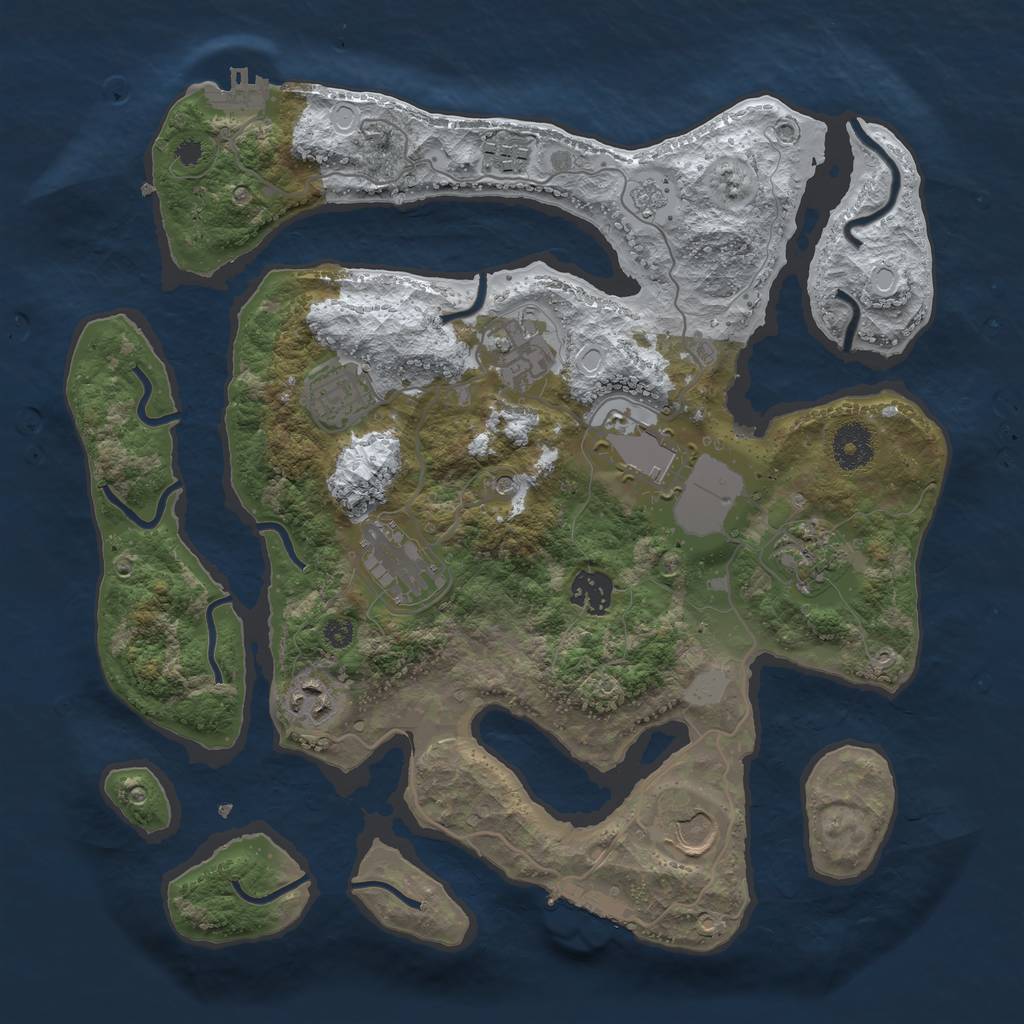 Rust Map: Procedural Map, Size: 3500, Seed: 951765158, 18 Monuments