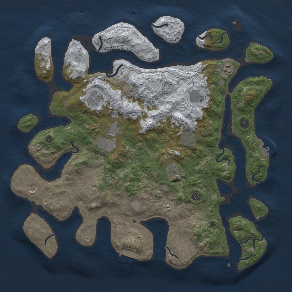 Rust Map: Procedural Map, Size: 4500, Seed: 1046231147, 20 Monuments