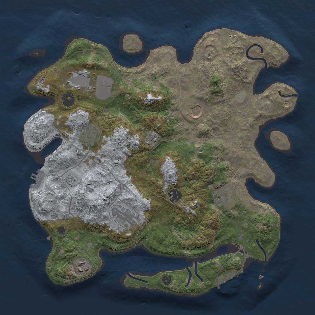 Rust Map: Procedural Map, Size: 3500, Seed: 649125107, 17 Monuments