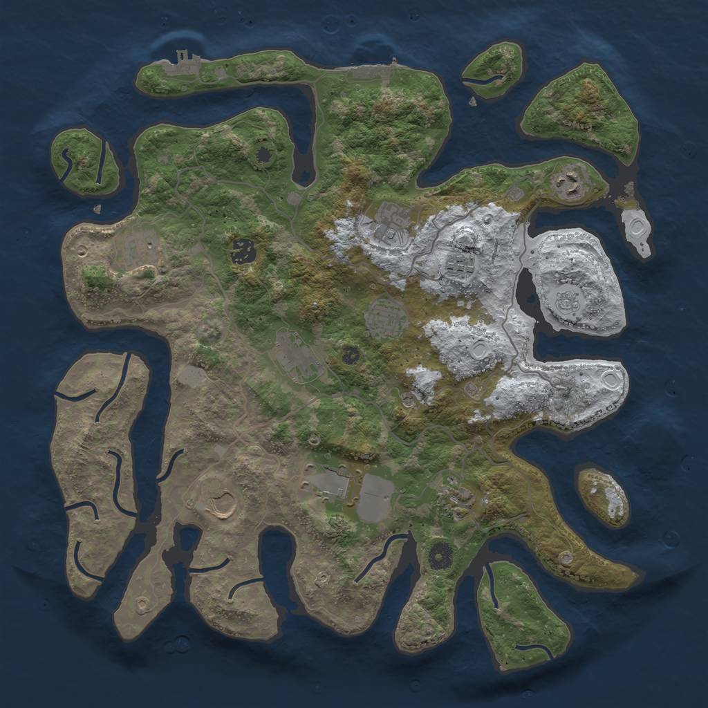 Rust Map: Procedural Map, Size: 4000, Seed: 1953202586, 19 Monuments