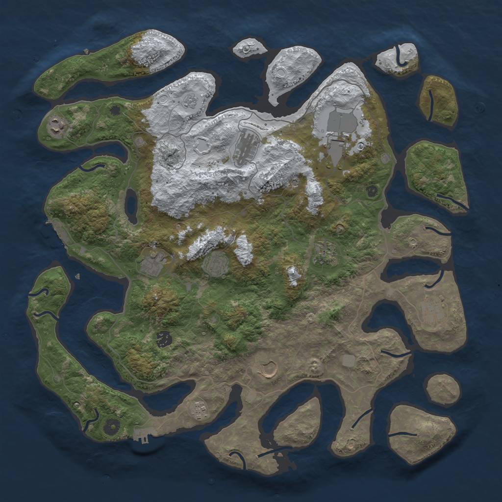 Rust Map: Procedural Map, Size: 4500, Seed: 1720422237, 19 Monuments