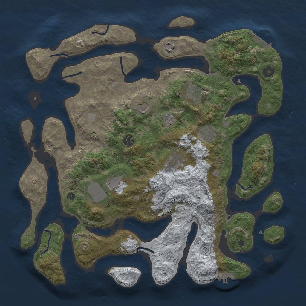 Rust Map: Procedural Map, Size: 4050, Seed: 591377689, 17 Monuments