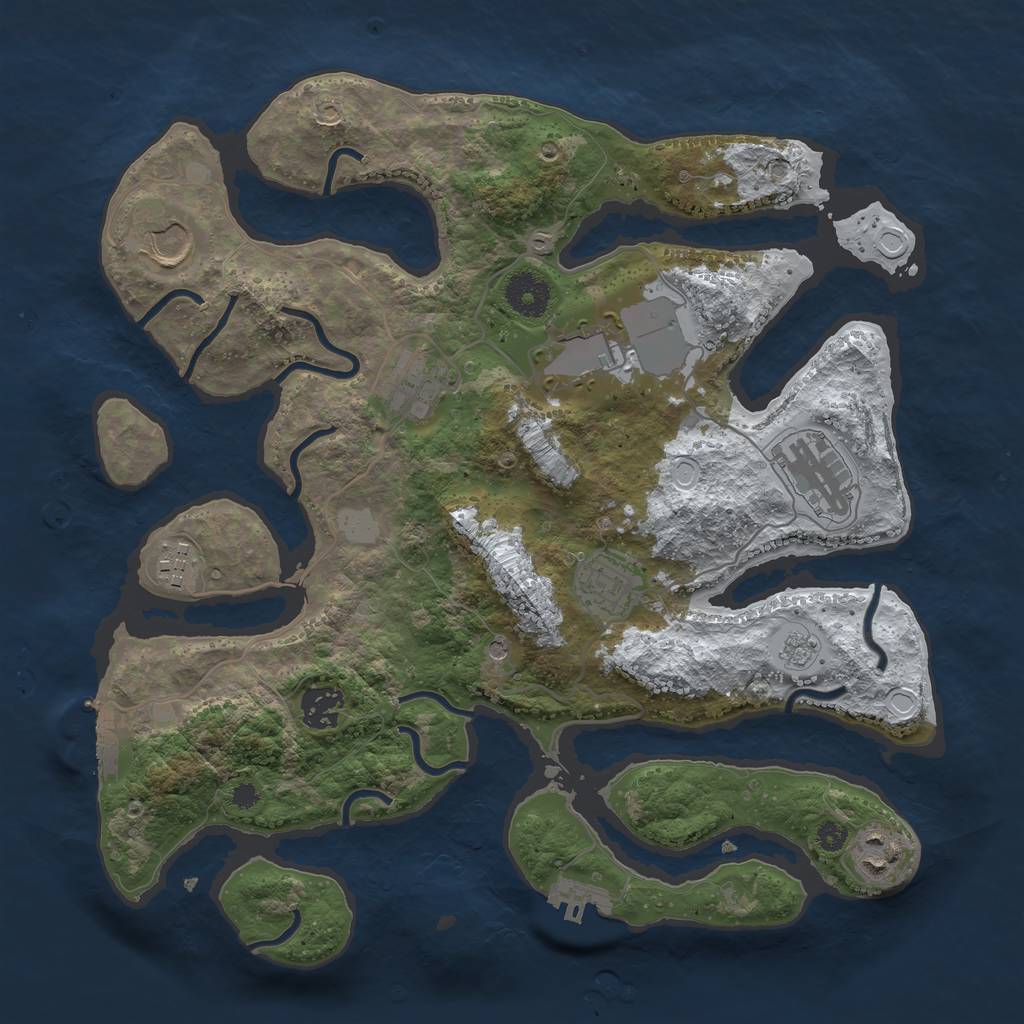 Rust Map: Procedural Map, Size: 3500, Seed: 50555, 17 Monuments