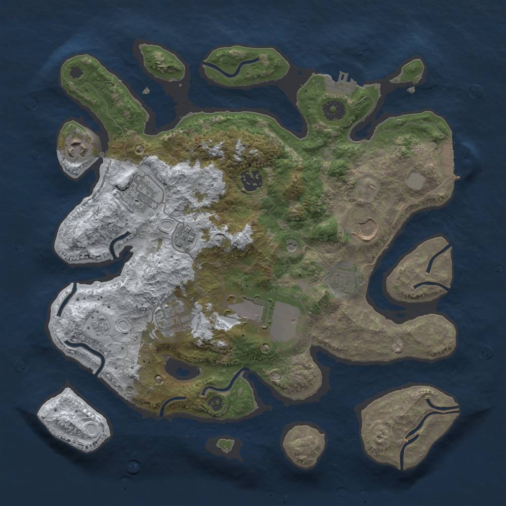 Rust Map: Procedural Map, Size: 3500, Seed: 16555460, 17 Monuments