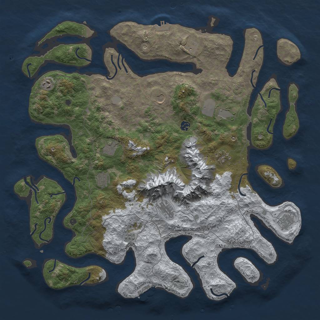 Rust Map: Procedural Map, Size: 5000, Seed: 212121, 20 Monuments