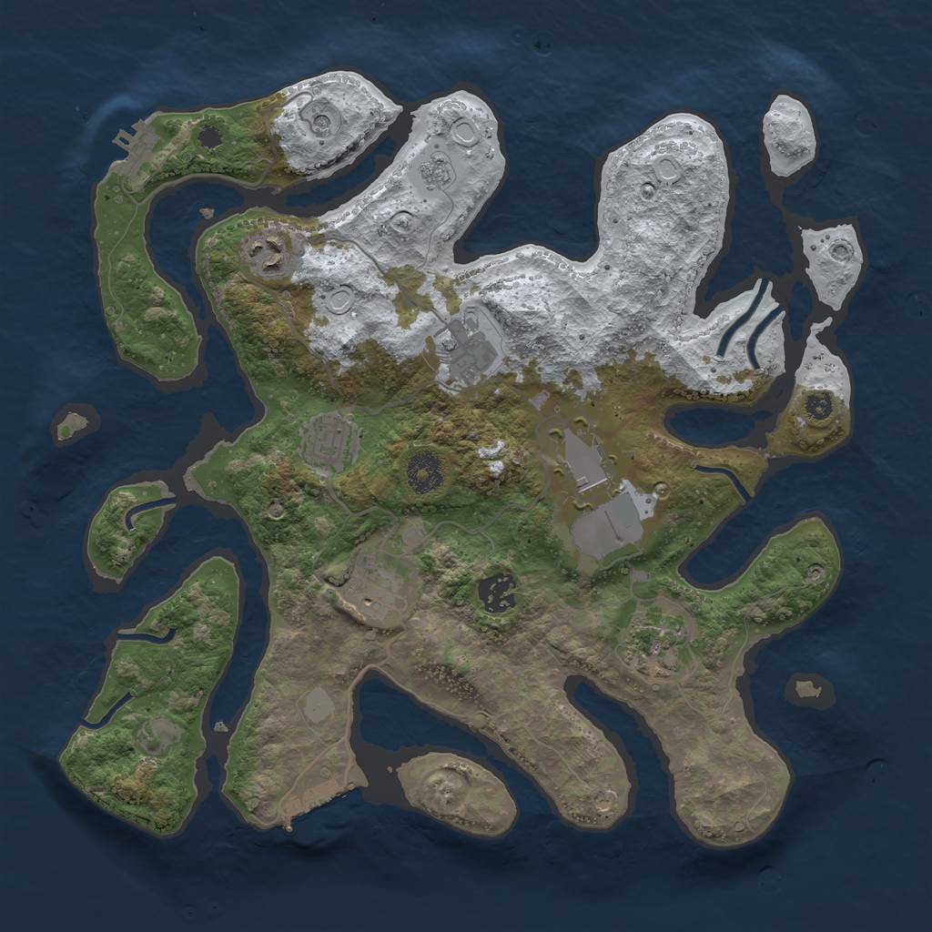Rust Map: Procedural Map, Size: 3500, Seed: 54632751, 16 Monuments