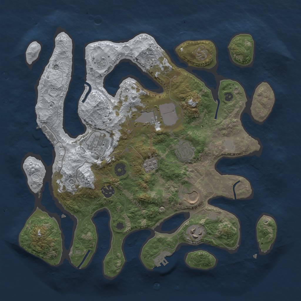 Rust Map: Procedural Map, Size: 3500, Seed: 116374622, 16 Monuments