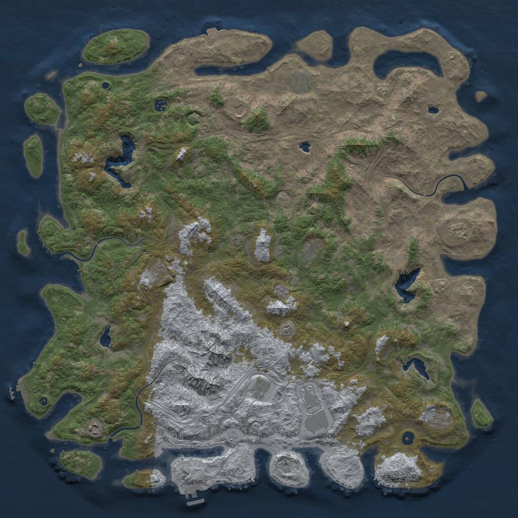 Rust Map: Procedural Map, Size: 6000, Seed: 2068007249, 17 Monuments