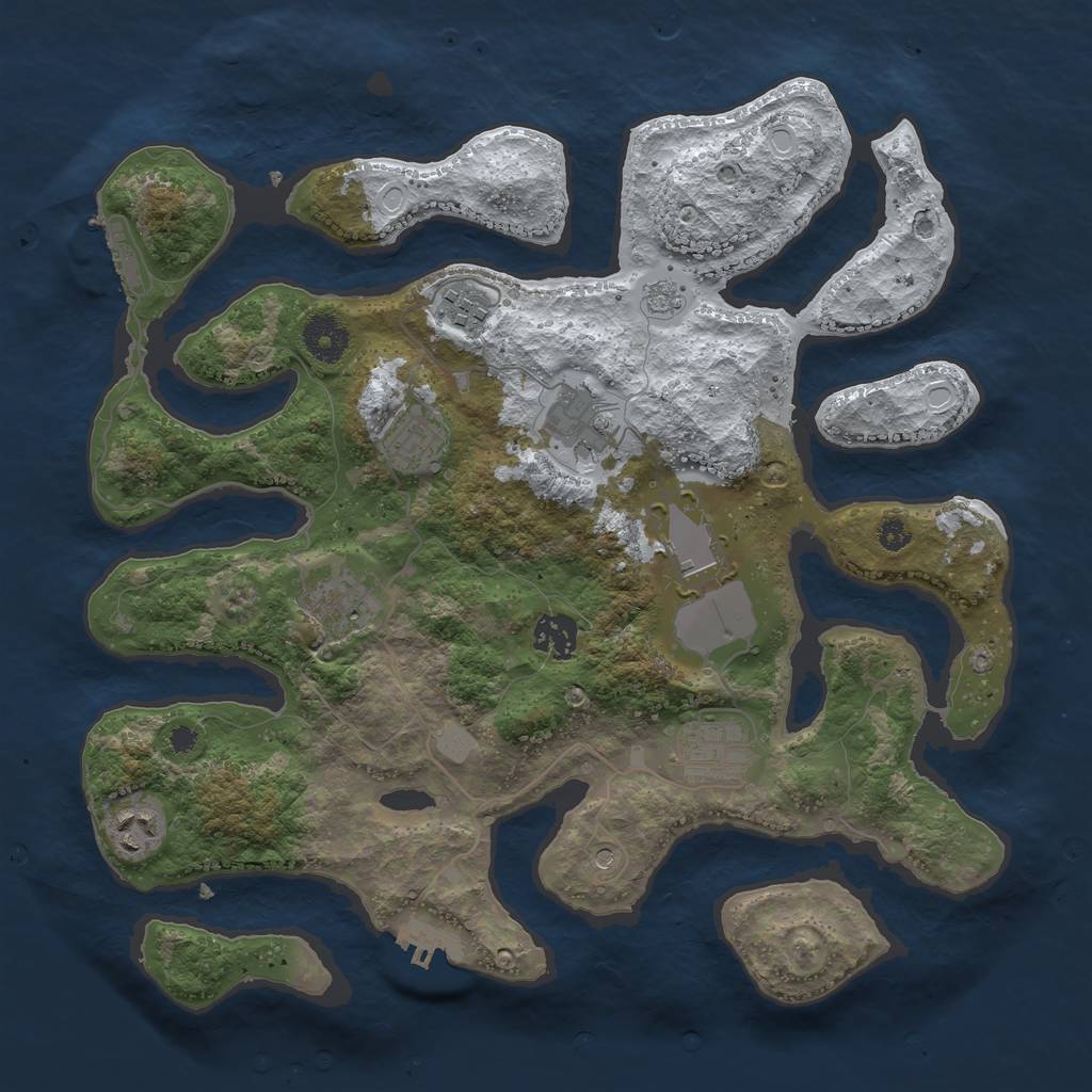 Rust Map: Procedural Map, Size: 3550, Seed: 97639, 17 Monuments