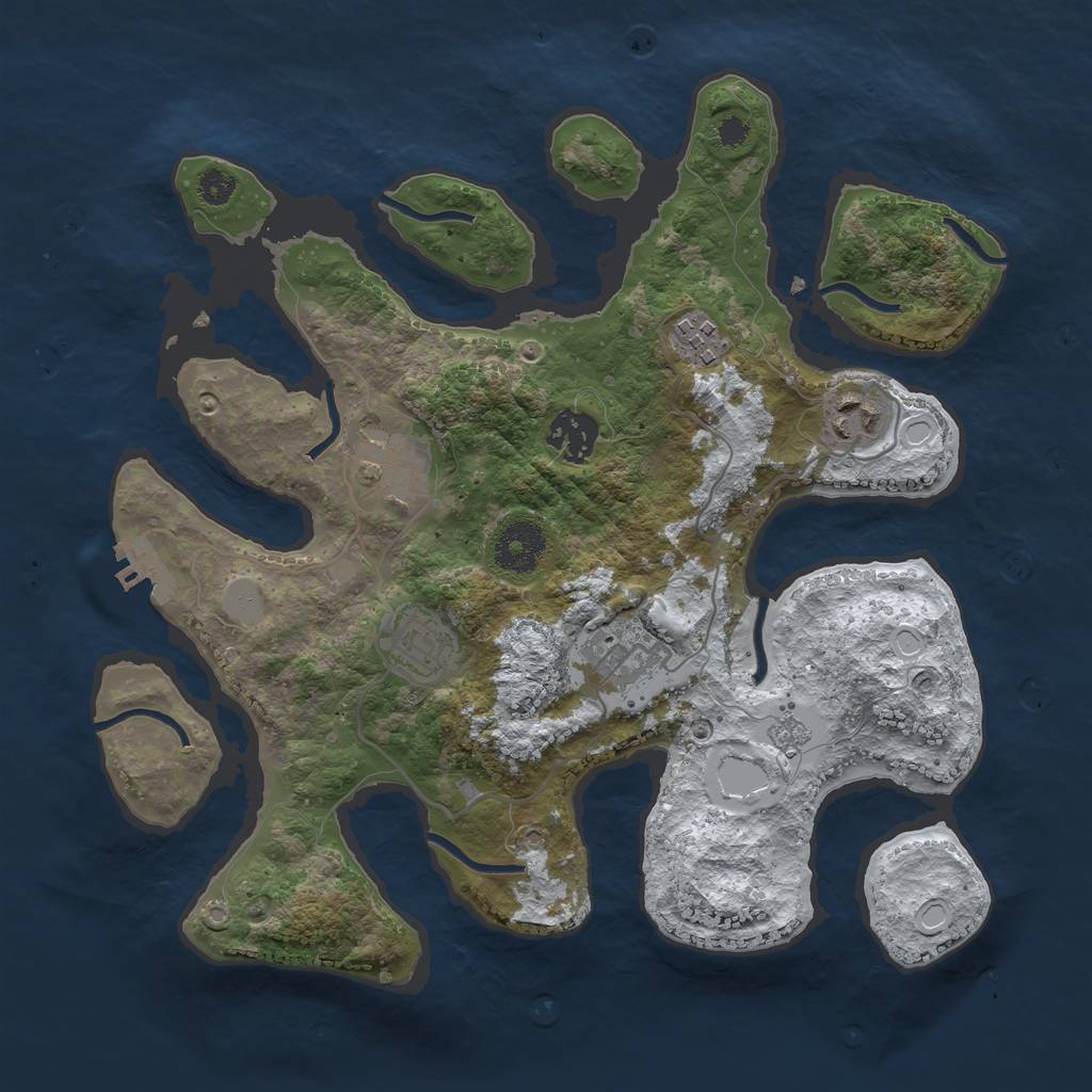 Rust Map: Procedural Map, Size: 3200, Seed: 712372, 13 Monuments