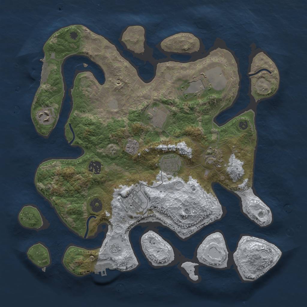 Rust Map: Procedural Map, Size: 3500, Seed: 657139, 16 Monuments