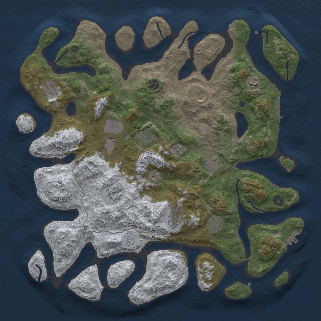 Rust Map: Procedural Map, Size: 4500, Seed: 2828337, 20 Monuments