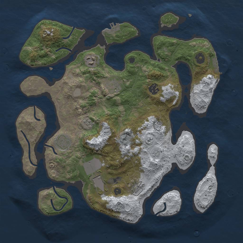 Rust Map: Procedural Map, Size: 3550, Seed: 732803, 16 Monuments