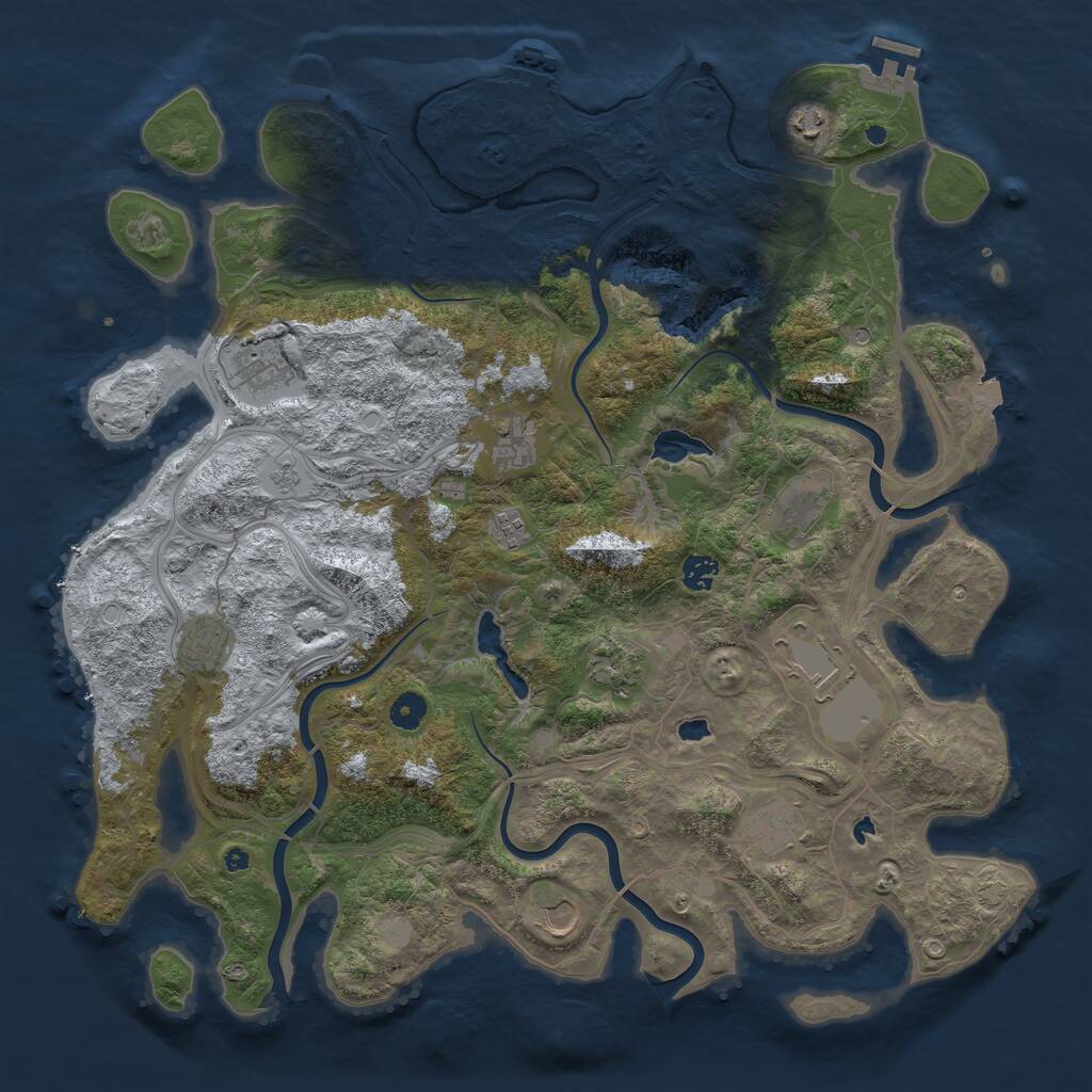 Rust Map: Procedural Map, Size: 4500, Seed: 4581687, 17 Monuments