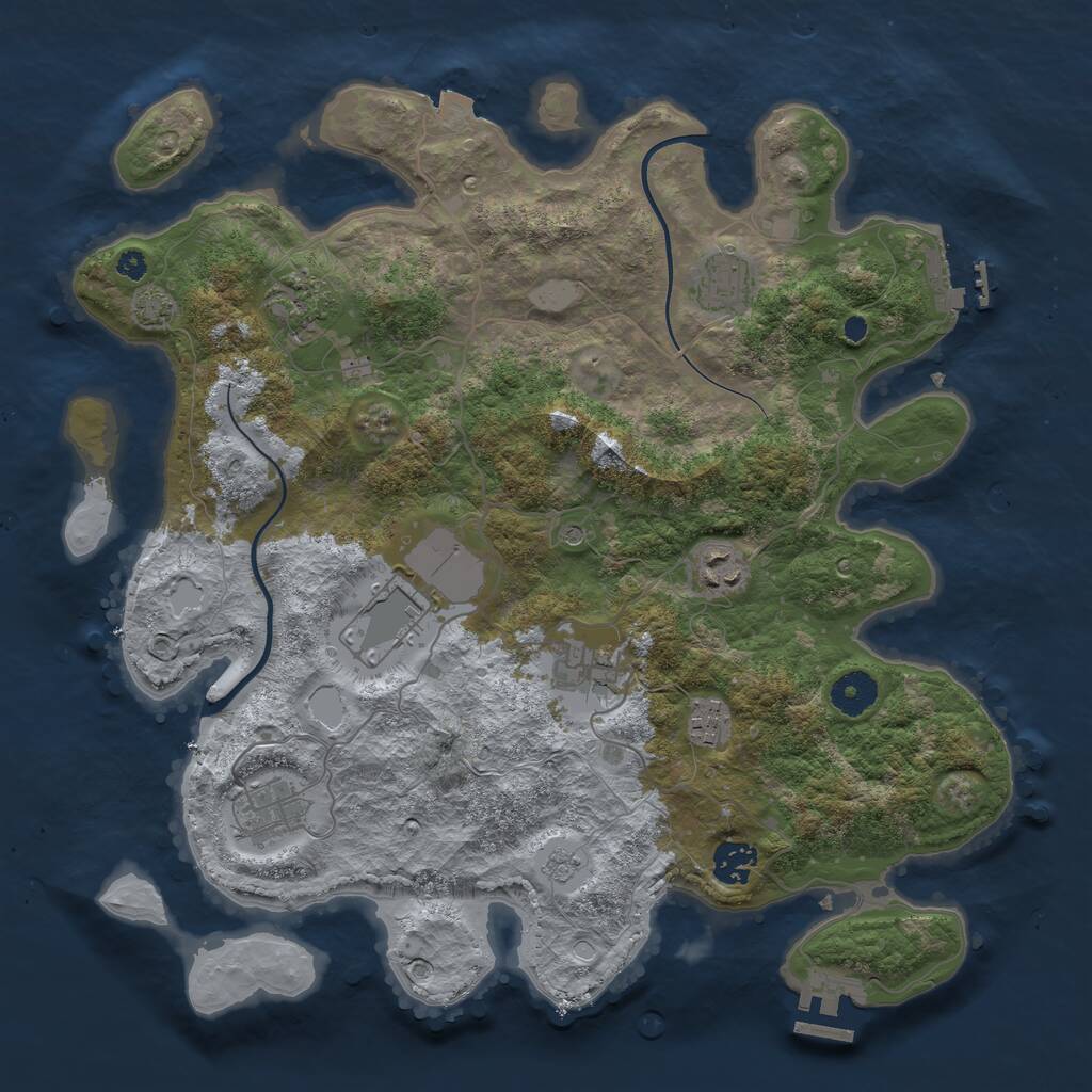 Rust Map: Procedural Map, Size: 3700, Seed: 1676375327, 14 Monuments